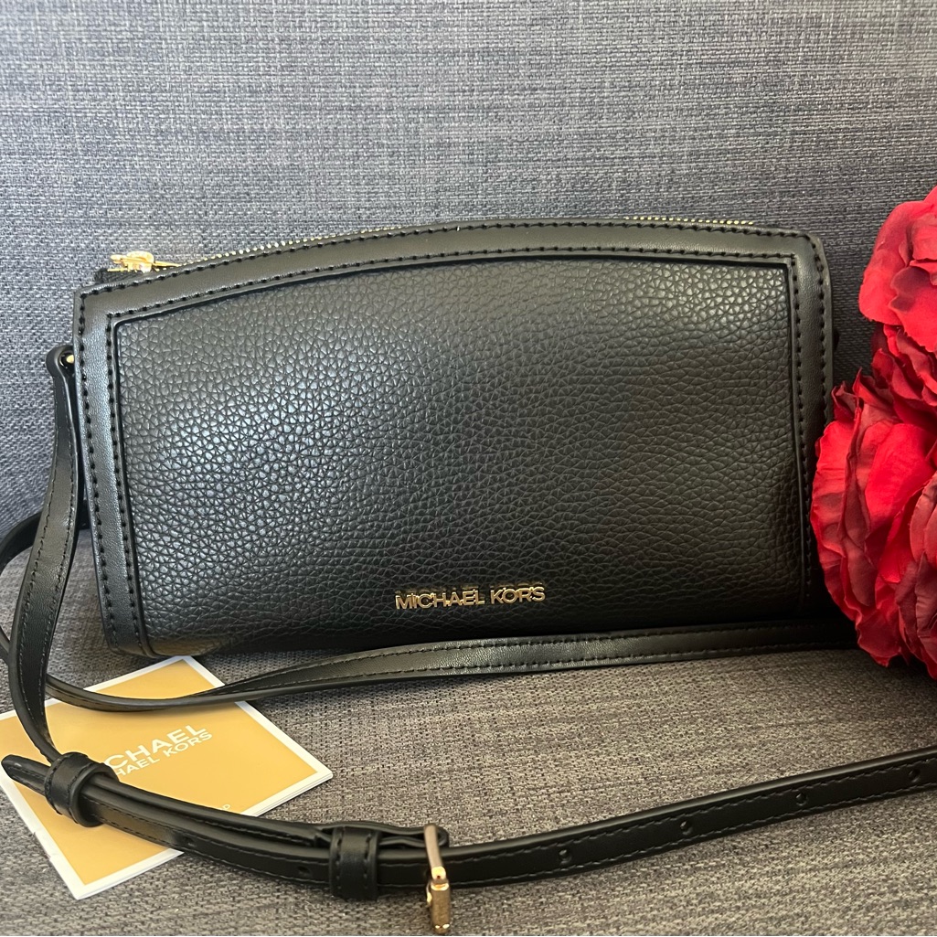 New Michael Kors Jet Set Medium Curved Top Zip Crossbody Shoulder Bag Purse